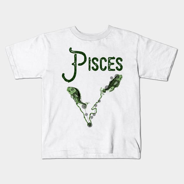 Pisces ))(( Astrological Sign Zodiac Constellation Design Kids T-Shirt by darklordpug